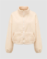 Soild Color Teddy Zip Up Jacket
